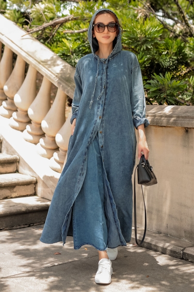 Hoodie Long Dress Denim